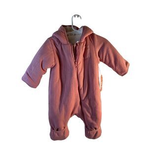 Wondernation baby pram suit pink 3/6 zipper new